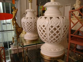 Pair Fretwork Lamps 1918