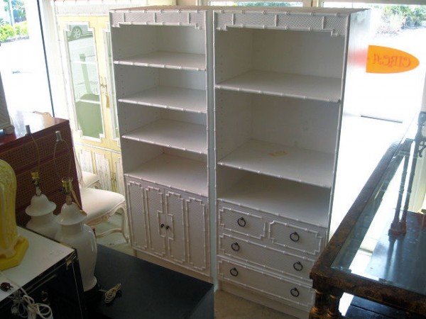 Pair Faux Bamboo Bookcases Circa Who Pair Faux Bamboo Bookcases 2123