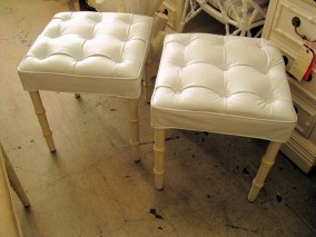 Pair Faux Bamboo Stools