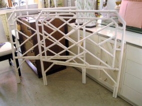 Pair Twin Rattan Chippendale Headboards
