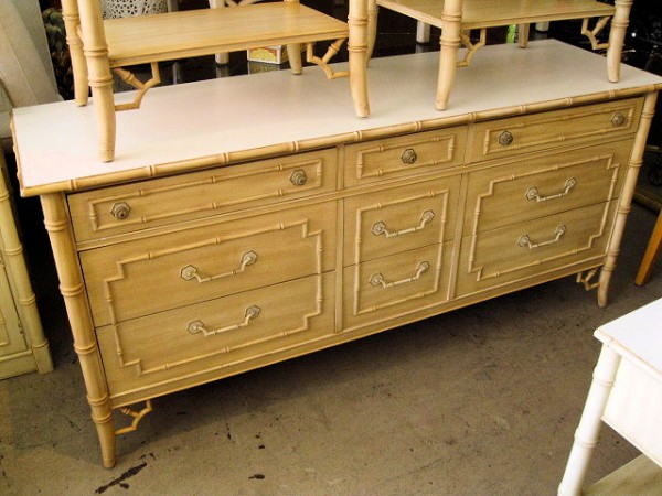 Faux Bamboo Dresser Circa Who Vintage Florida Faux Bamboo Triple Dresser