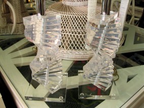 Pair of Lucite Stack Lamps