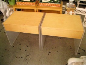 Pair of Lucite / Wrapped End Tables