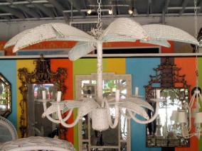 Wicker Palm Tree Chandelier