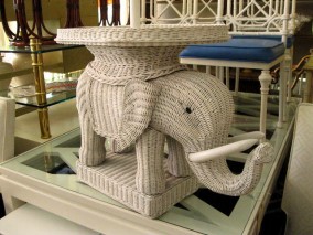 Wicker Elephant Lamp Table