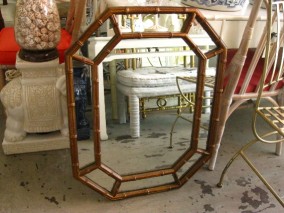 Faux Bamboo Octagonal Mirror