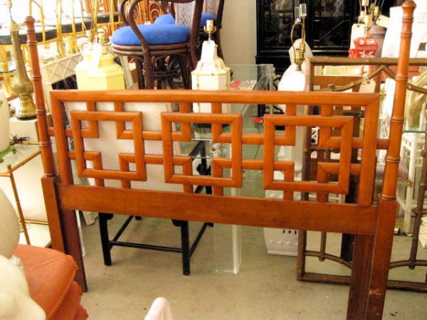Vintage Hollywood Regency Queen Fretwork Headboard