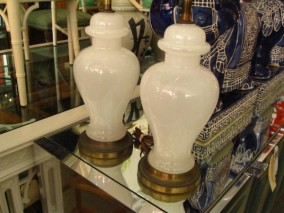 Pair of Opaline Ginger Jar Lamps