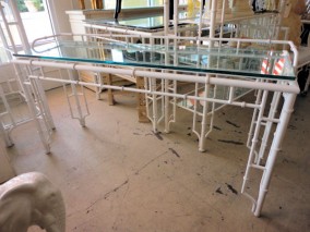 Metal Faux Bamboo Console