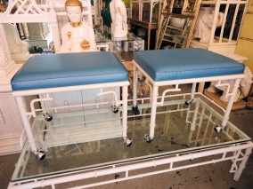 Pair of Metal Faux Bamboo Benches