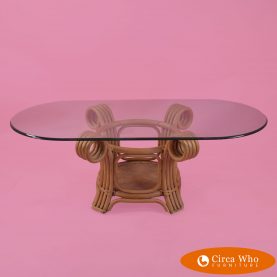 4 Band Rattan Oval Table
