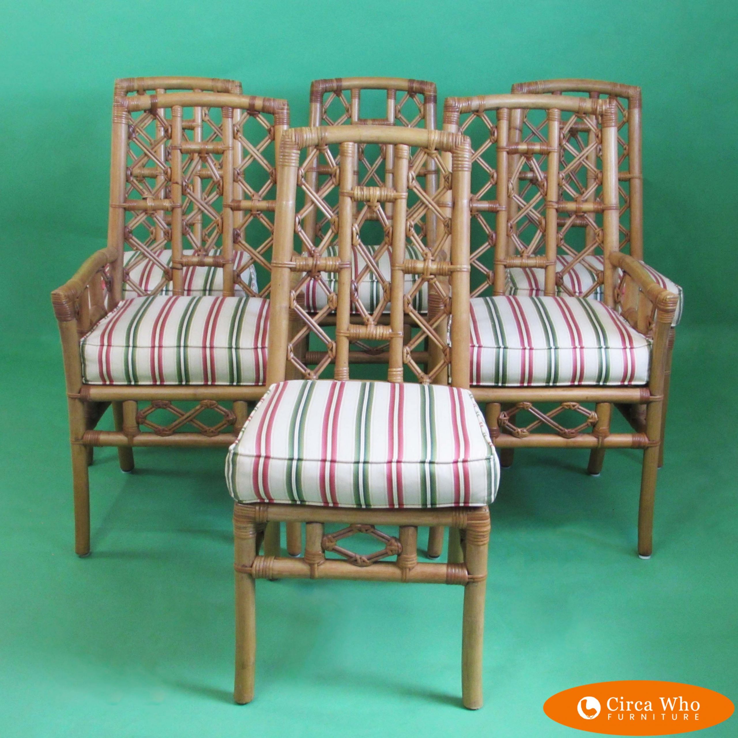 Set of 6 Rattan Dining Chairs Circa Who