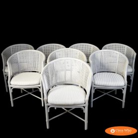 Set of 8 Rattan and Cane McGuire Dining Chairs Hans Kaufeld Licensed Edition C000