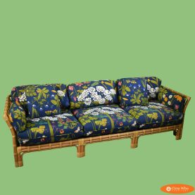 Albini Style Rattan and Leather Sofa