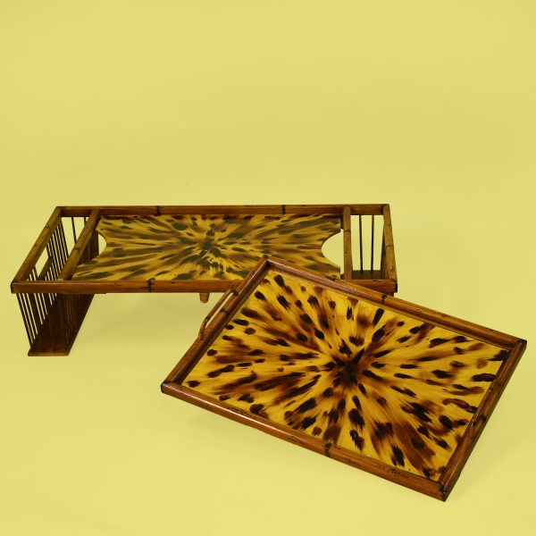 Bamboo Handpainted Breakfast Double Tray