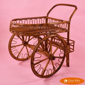 Bamboo Rattan Bar Cart in vintage condition