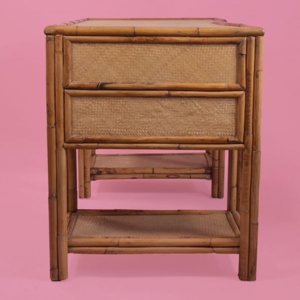 Bamboo and Grasscloth Demilune Desk