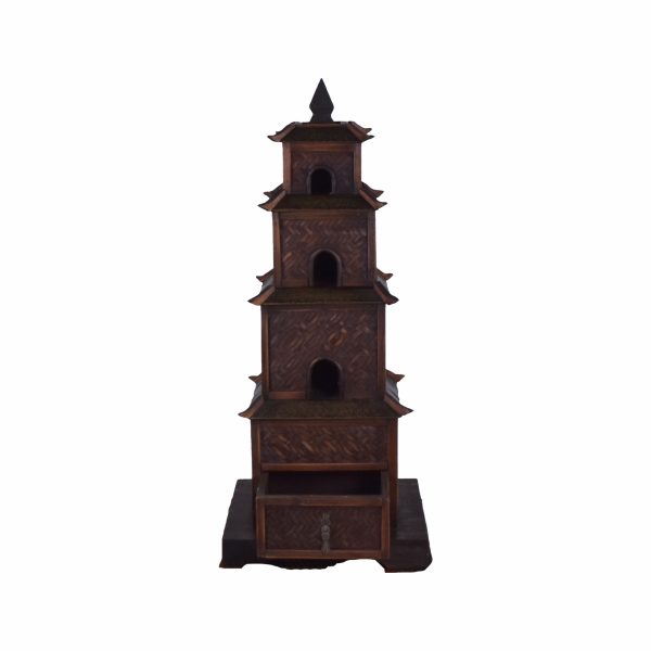 Bamboo and Rattan Pagoda With Drawer - Image 2