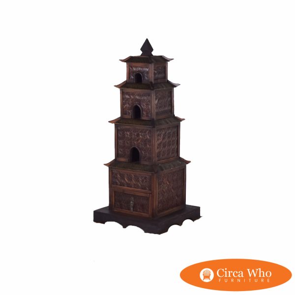 Bamboo and Rattan Pagoda With Drawer