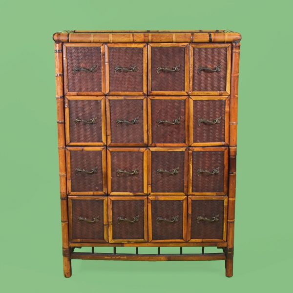 Bamboo and Woven Rattan 16 Drawer Cabinet