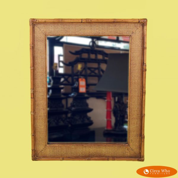 Bamboo and Woven Rattan Mirror