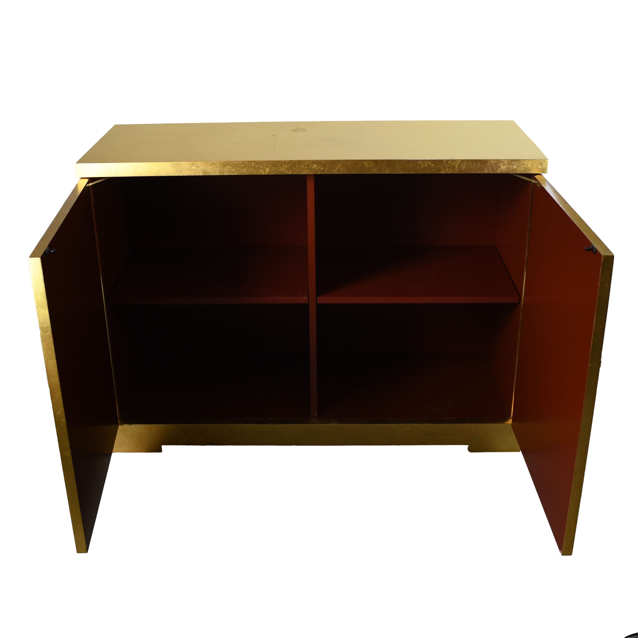 Barbara Barry for Baker Mid Century Modern Gold Leaf Cabinet