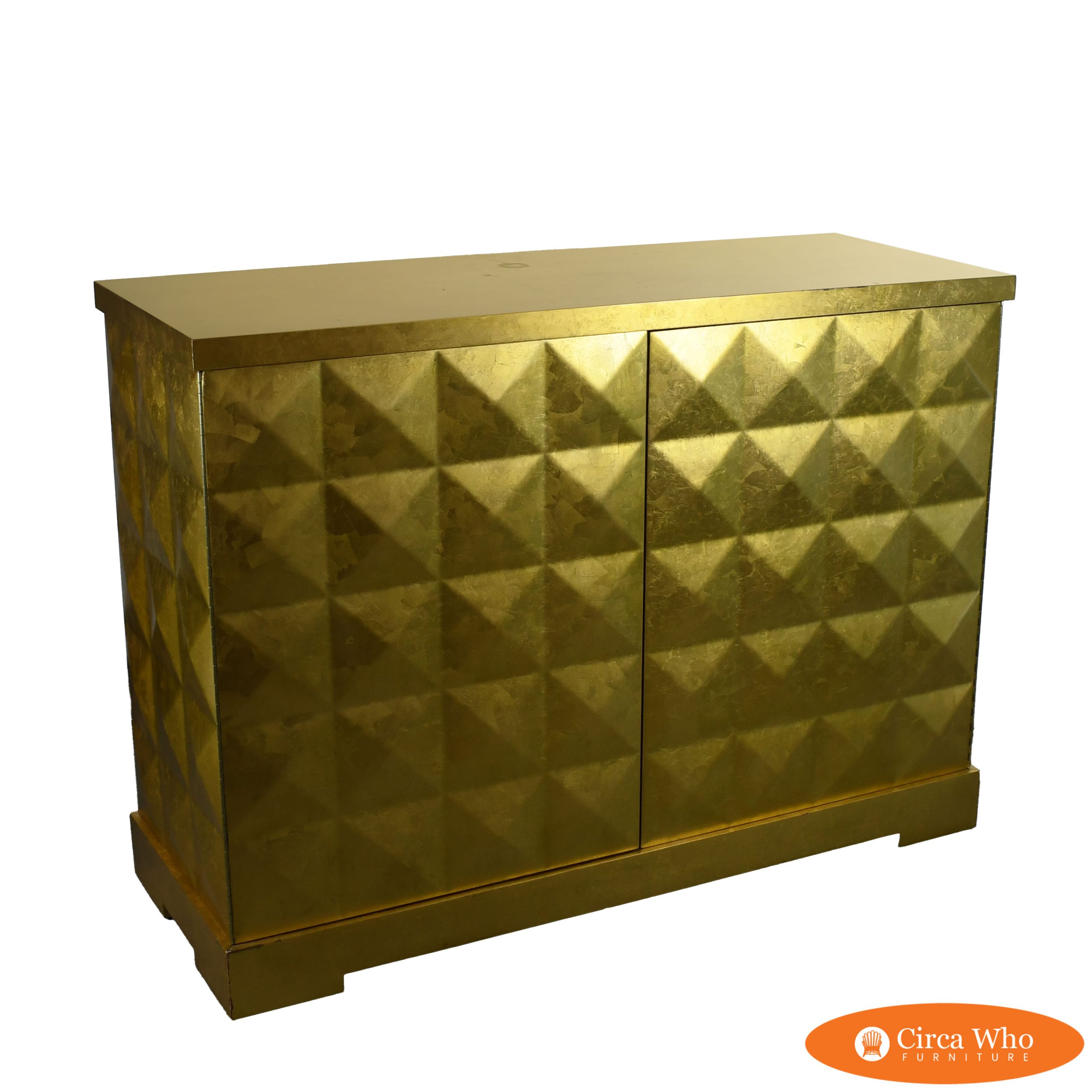 Barbara Barry for Baker Mid Century Modern Gold Leaf Cabinet