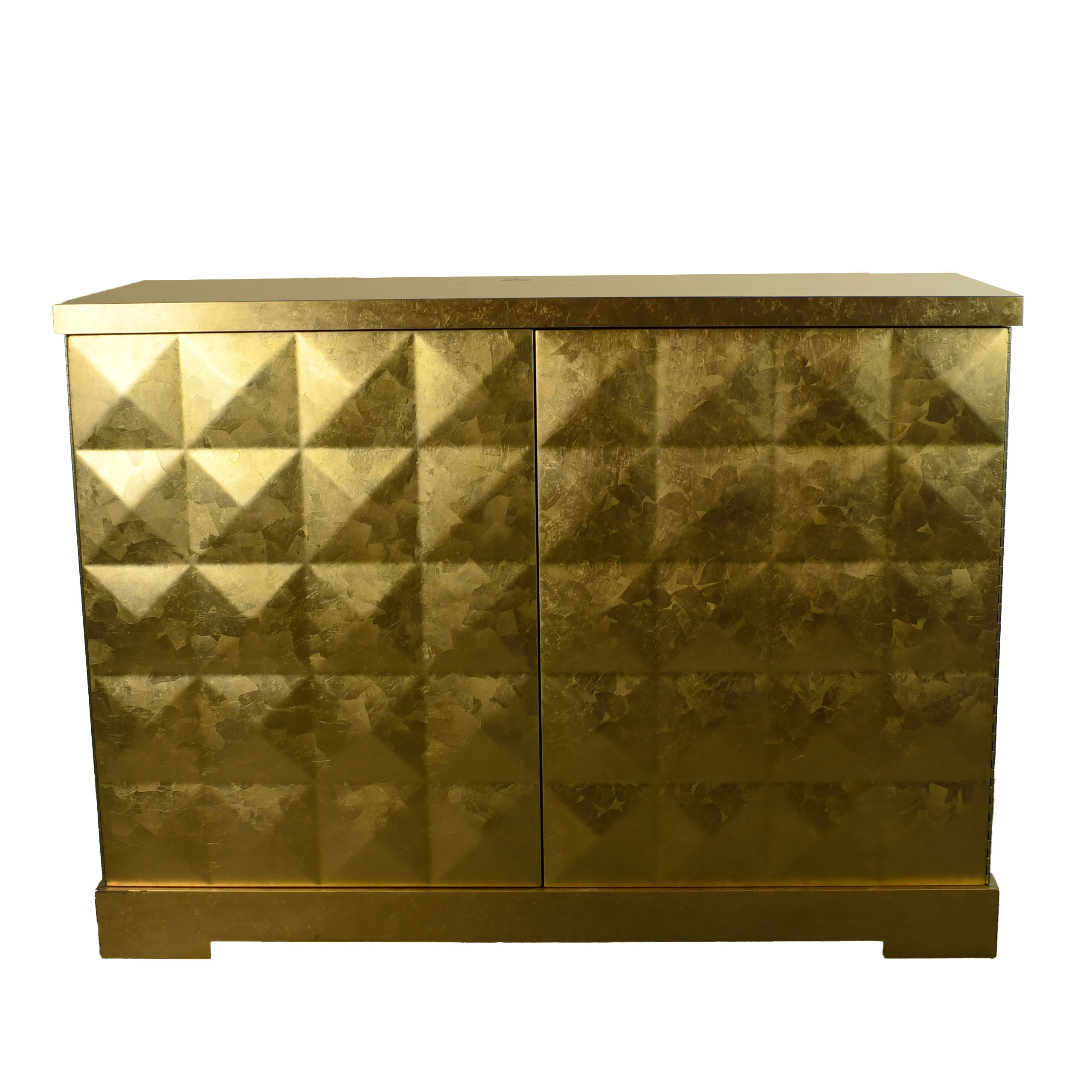 Barbara Barry for Baker Mid Century Modern Gold Leaf Cabinet