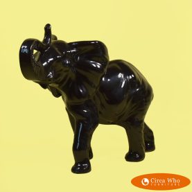 Black Ceramic Elephant Figure