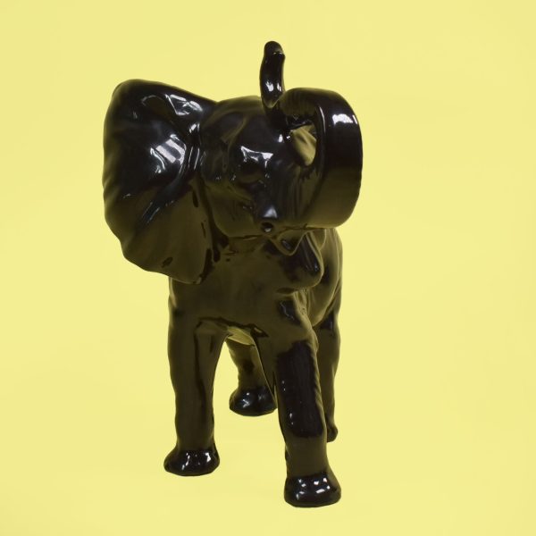 Black Ceramic Elephant Figure