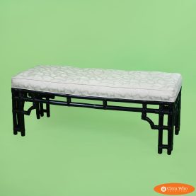 Black Fretwork Rattan Bench