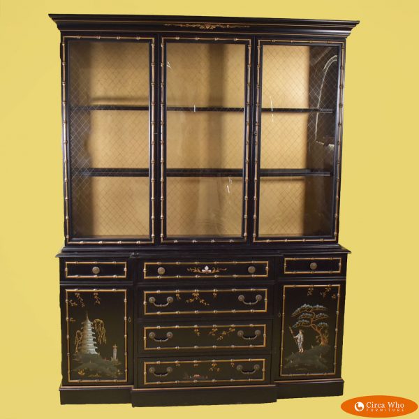 Black Pagoda Handpainted Cabinet