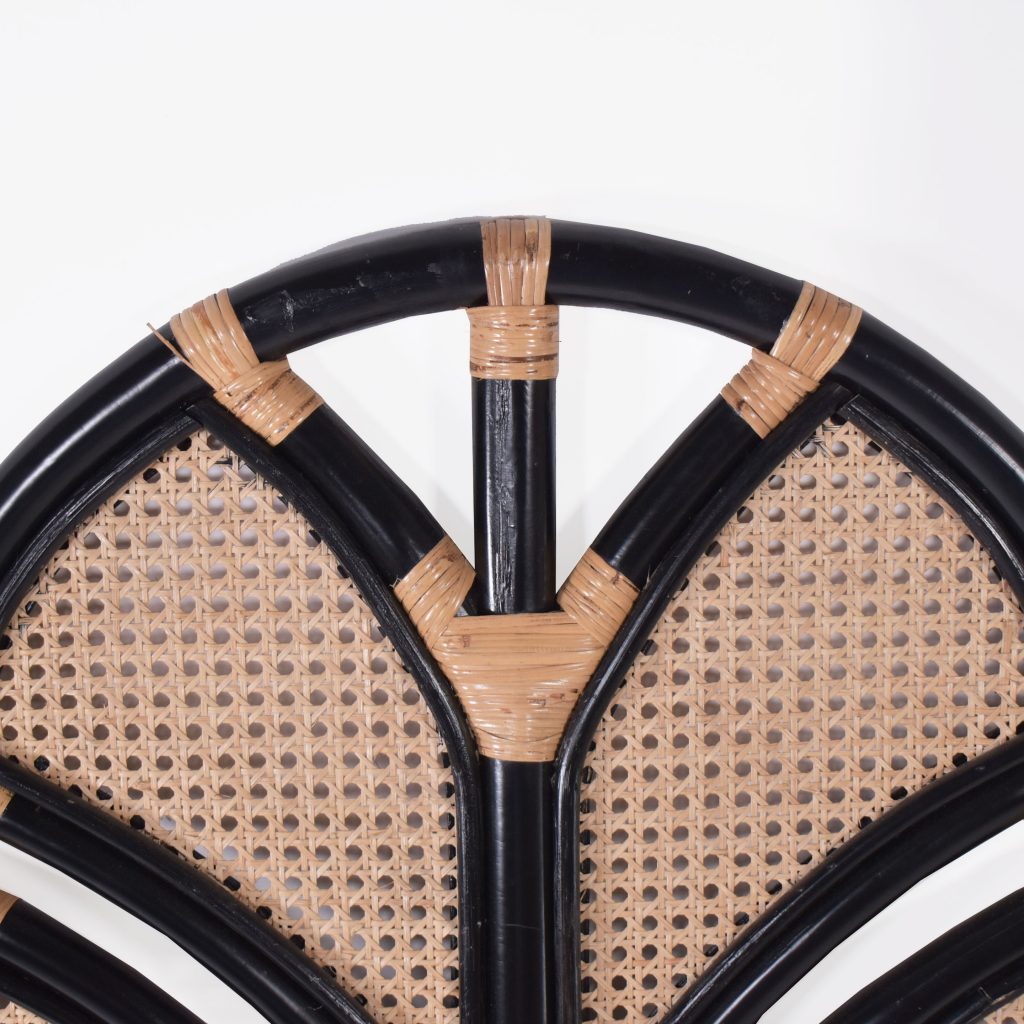 Black Rattan and Cane Queen Headboard Circa Who