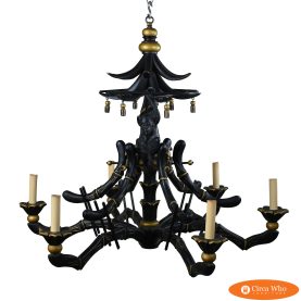 Black and Gold Faux Bamboo Monkey Chandelier