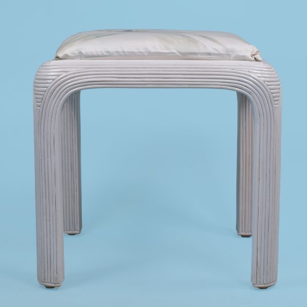 Blonde Pencil Reed Upholstered Stool