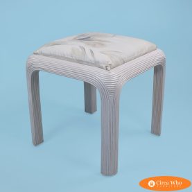 Blonde Pencil Reed Upholstered Stool