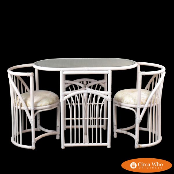 Blonde Rattan Bistro Set