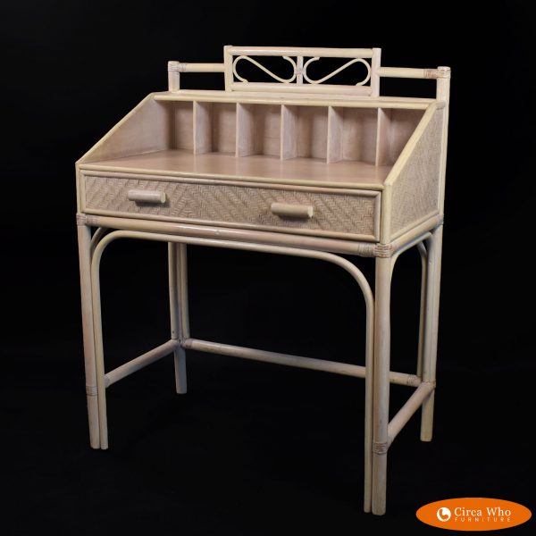 Blonde Rattan Vanity Desk