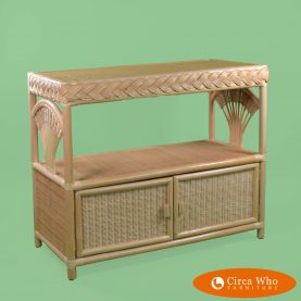 Blonde Woven And Braided Rattan ConsoleCcabinet