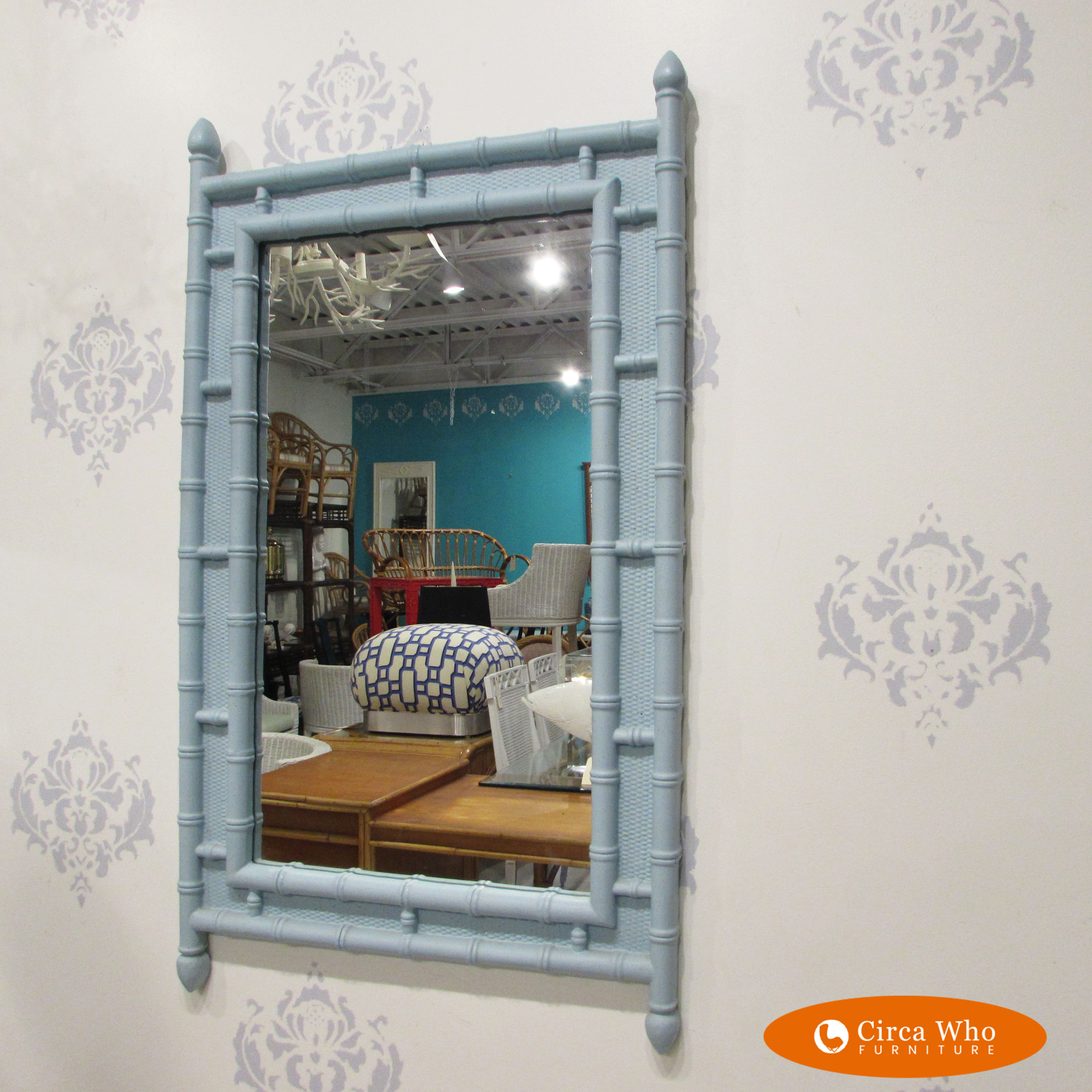 Blue FAUX BAMBOO Mirror A6654 Circa Who Circa Who