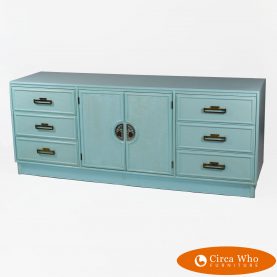 Blue Faux Bamboo omega credenza in good vintage condition