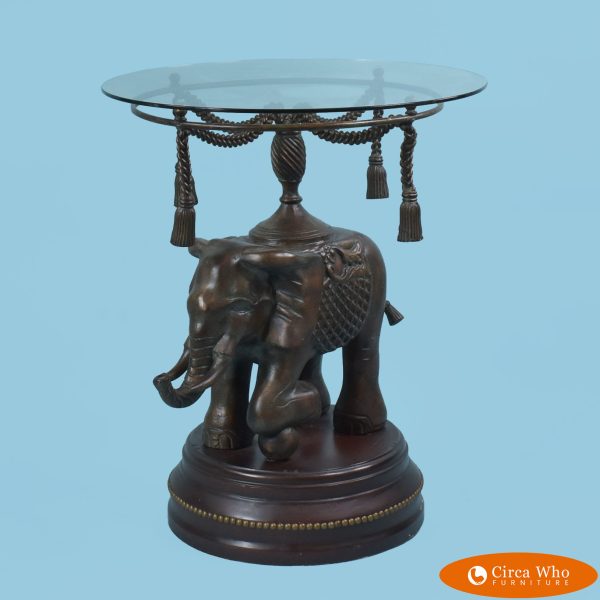 Boho Chic Elephant With Tassel Brass Table