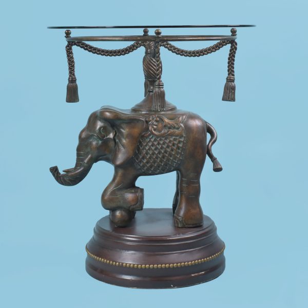 Boho Chic Elephant With Tassel Brass Table