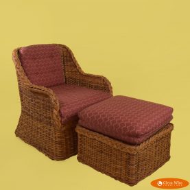 Braided Rattan Rattan Lounge Chair With Ottoman