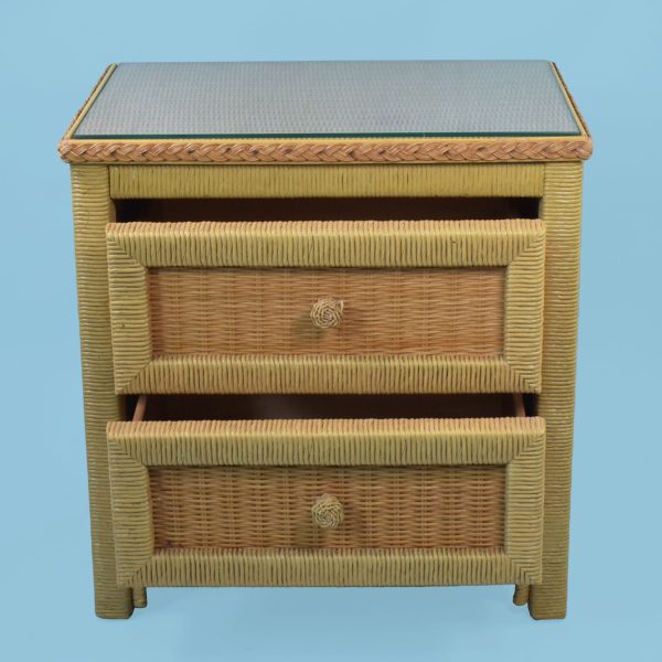 Braided and Woven Rattan Single Nightstand