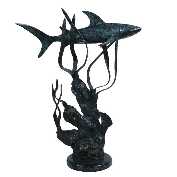 Brass Shark on Seaweed Figure