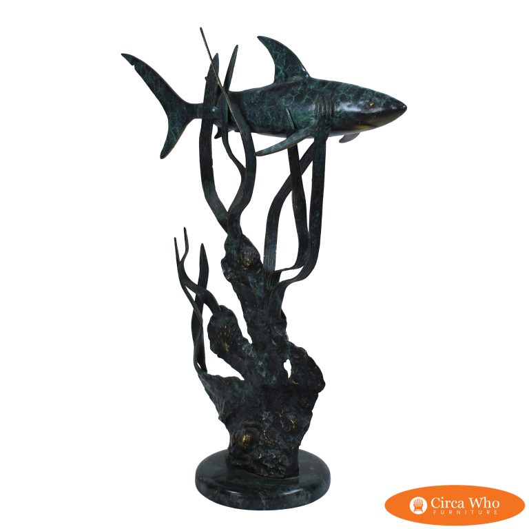 Brass Shark on Seaweed Figure