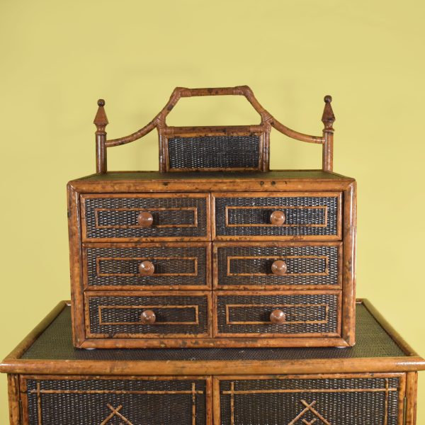 British Colonial Burnt Bamboo 2-Tier Cabinet