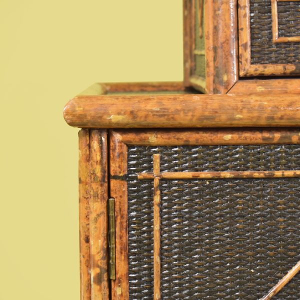 British Colonial Burnt Bamboo 2-Tier Cabinet