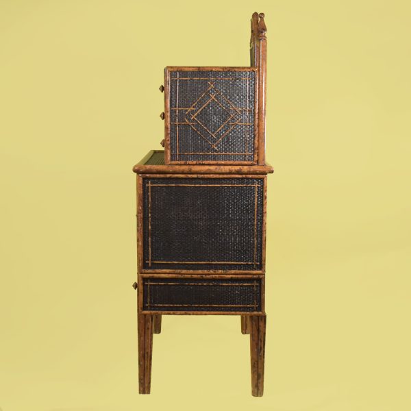 British Colonial Burnt Bamboo 2-Tier Cabinet